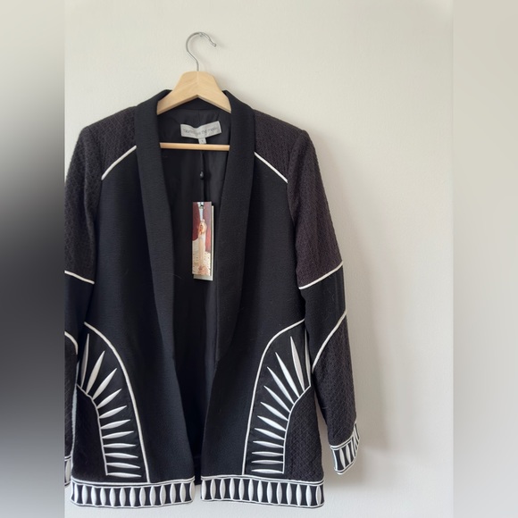 🖤🤍SOLD🤍🖤 Blessed are the Meek Contrast Embroidered Blazer - Picture 2 of 10